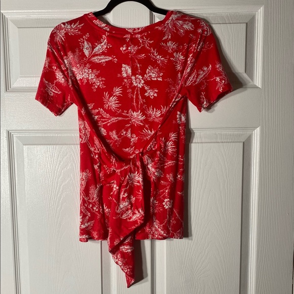 Maeve Sherbrooke Tie-Waist Top Red White Size XS - Picture 6 of 8